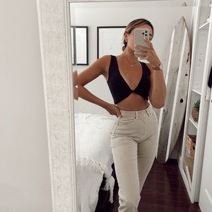 Cream colored high rise H&M jeans